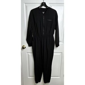 Old Navy Active StretchTech Bomber Jumpsuit Womens Medium Cropped Zip Black